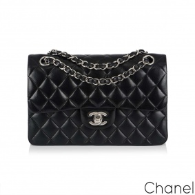 Chanel Black Lambskin Small Double Flap Bag